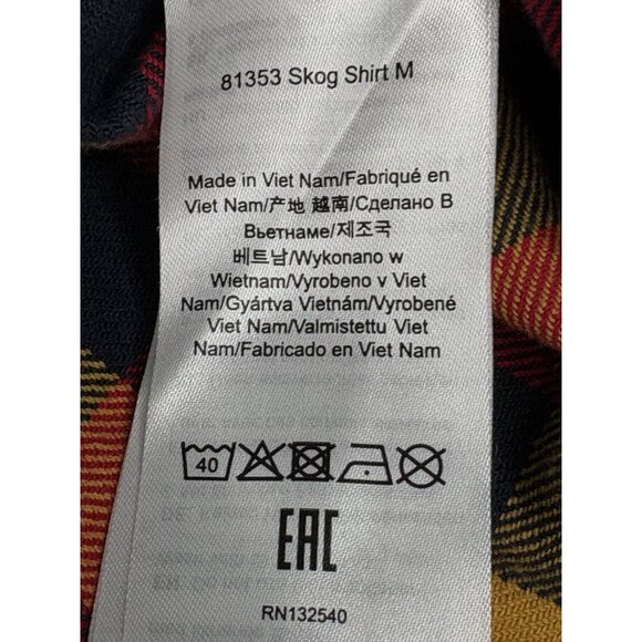 Fjallraven Skog Flannel Shirt Men’s Large Slim Fit Button Down Yellow Red Plaid - Picture 9 of 15